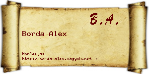 Borda Alex névjegykártya